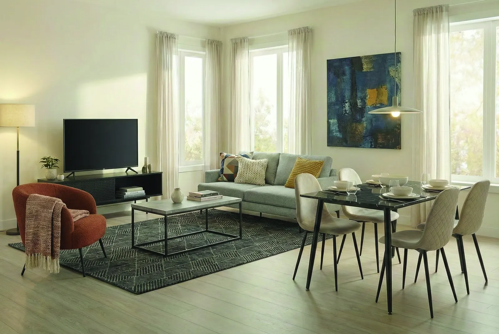 Furnished HMO communal living area